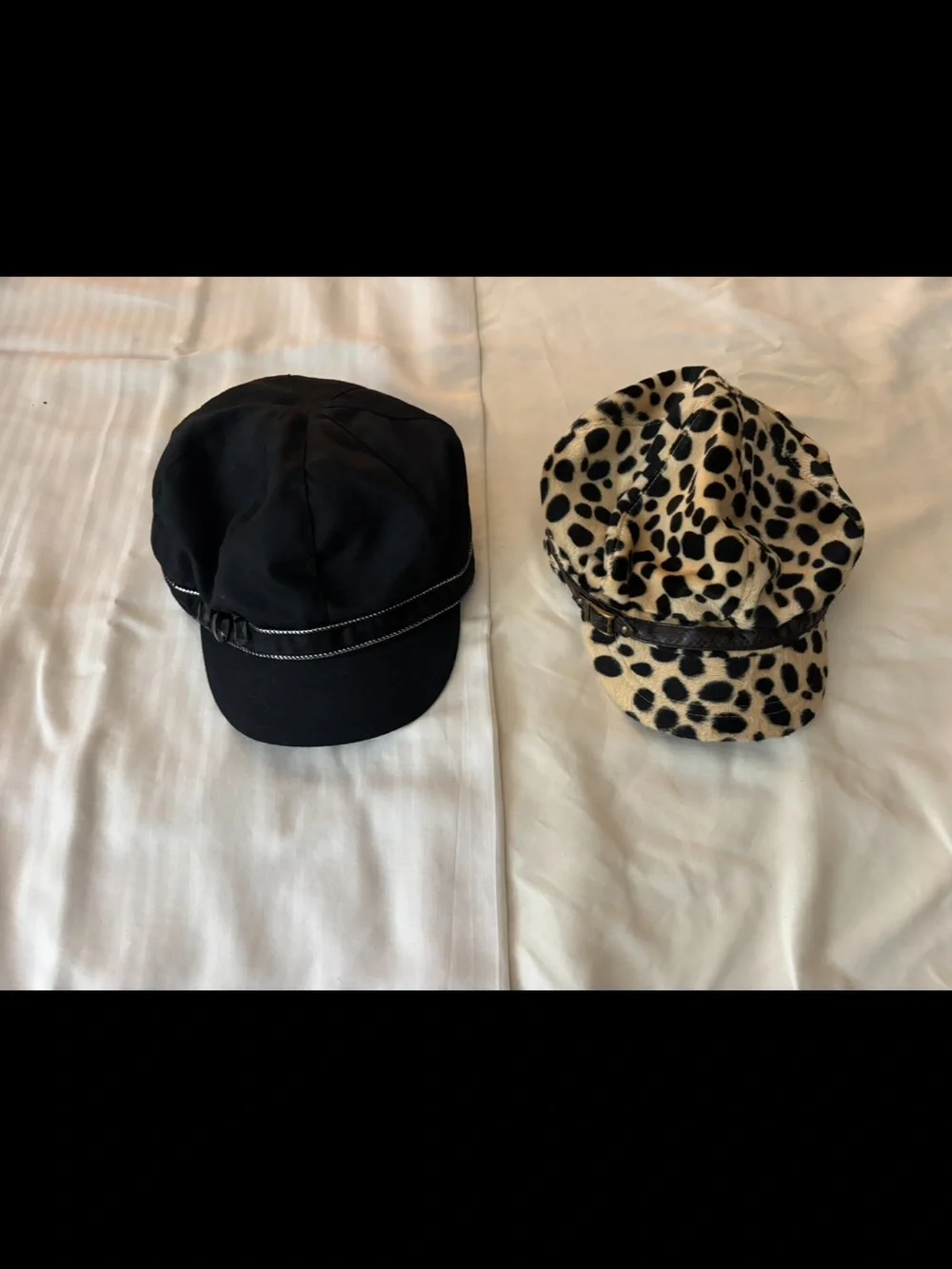 Kids Black and Leopard Print Newsboy Caps